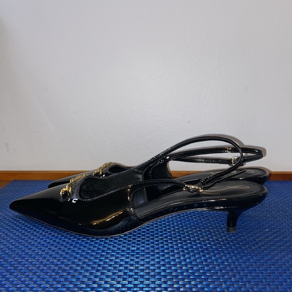 Sam Edelman Fitzgerald Kitten Heel Slingback Pump, sz. 7.5, EUC, black shiny - Picture 5 of 6